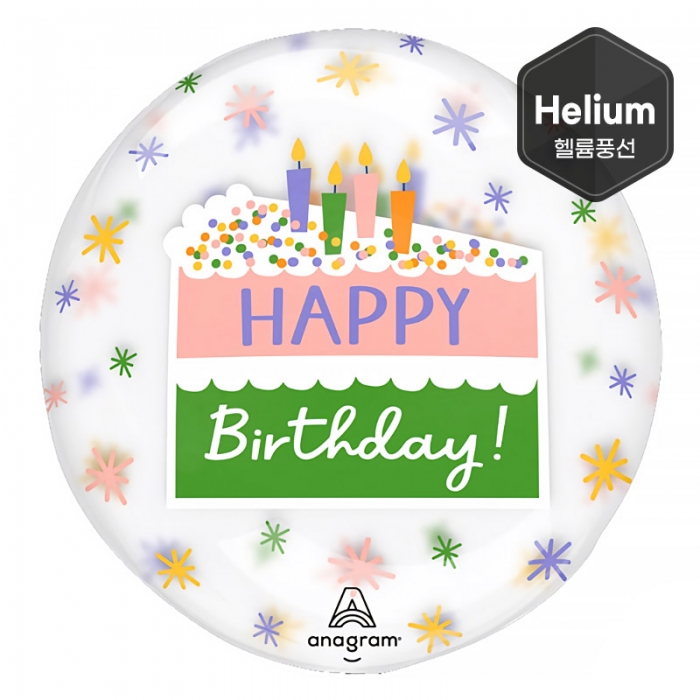[Anagram] 헬륨 클리어즈 생일케익 45cm
